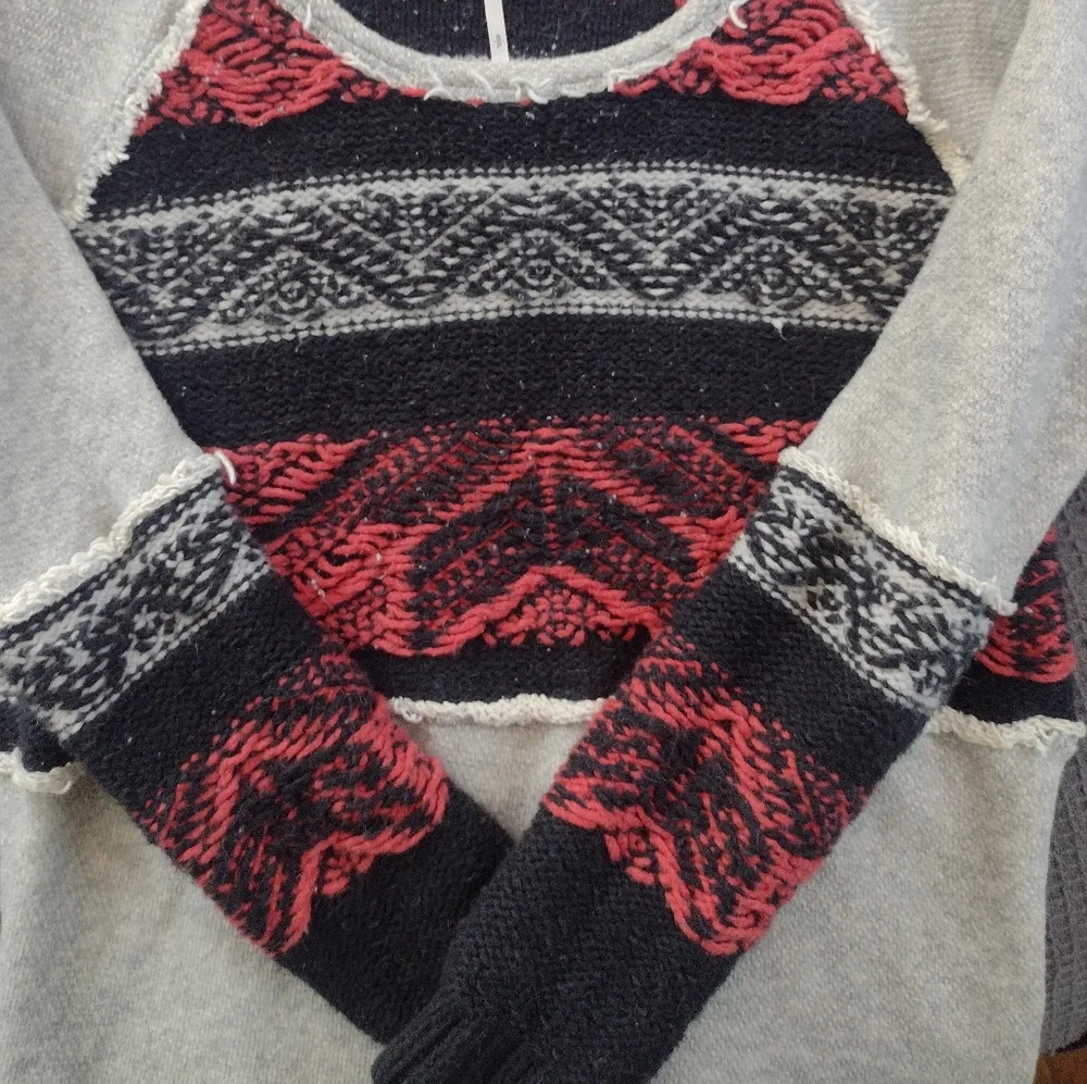Free People Snow Angel Pullover Boho Aztec Sweater - Picture 13 of 16